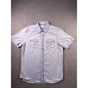 Denim & Supply Ralph Lauren Shirt Mens L Blue Cotton Pearl Snap Denim Western
